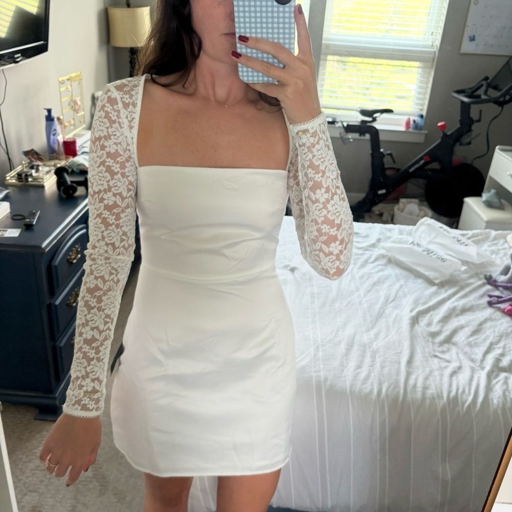 Lulu's White Lace Long Sleeve Dress